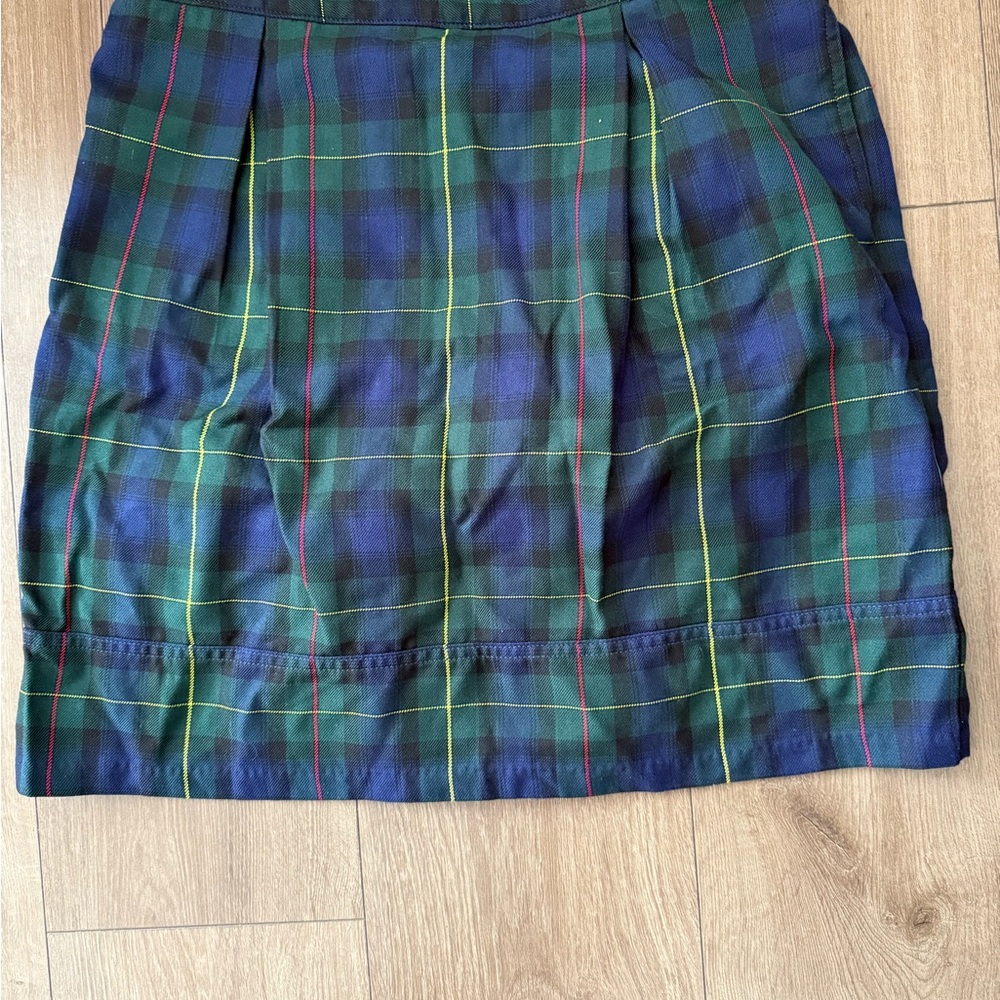 Plaid Tartan Skirt - Green and Blue